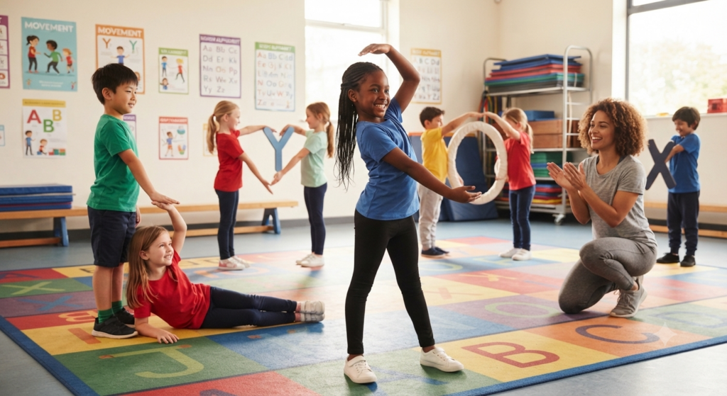 Bring the letters to life using body movements.