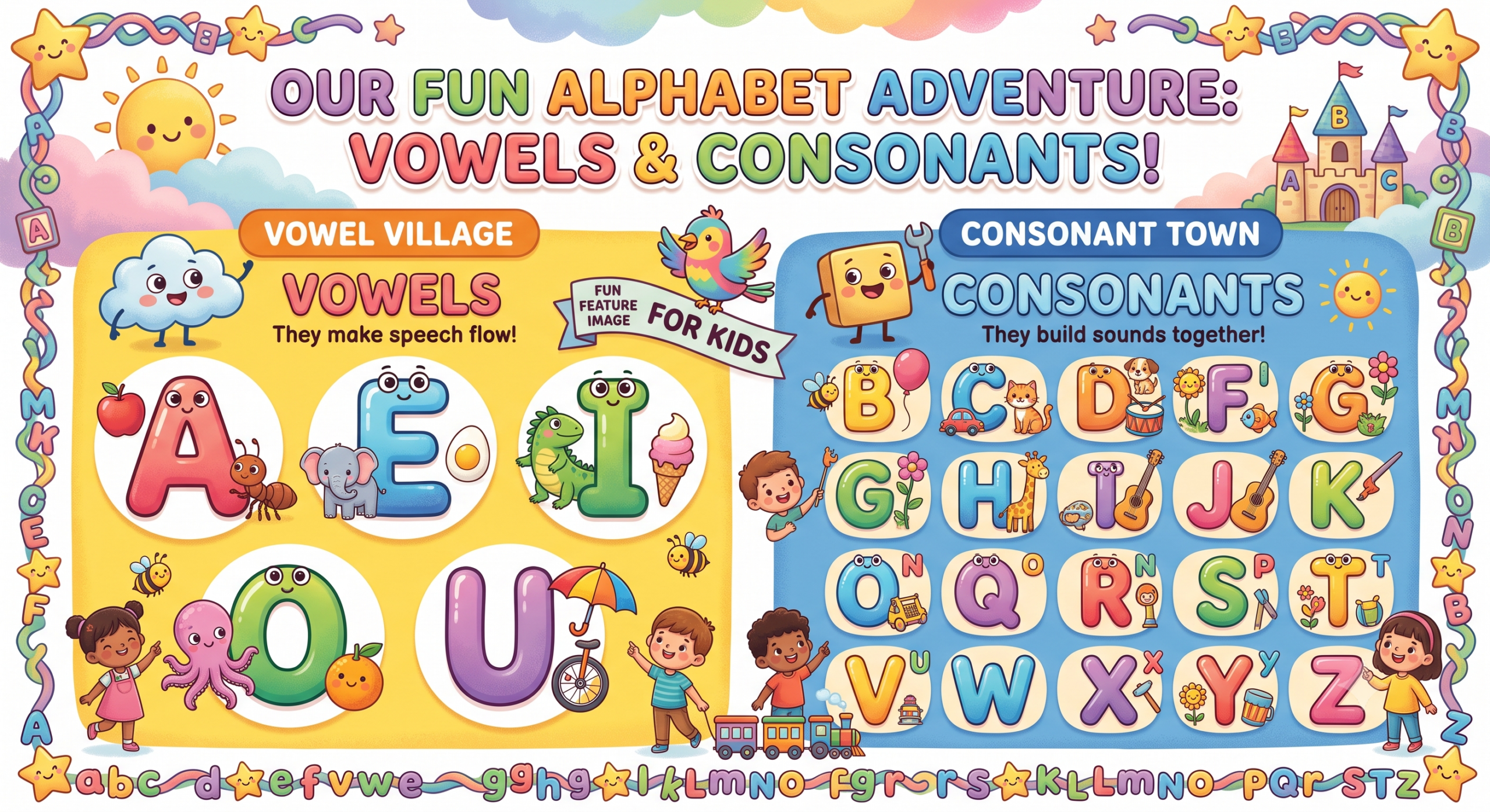 vowels and consonant chart for kids