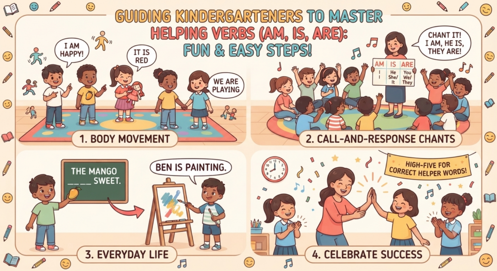 Guiding Kindergarteners to Master Helping Verbs (Am, Is, Are)